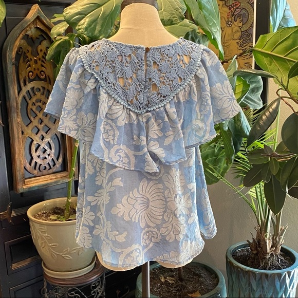 Anthropologie Serenity crochet ruffle damask top - Picture 8 of 14